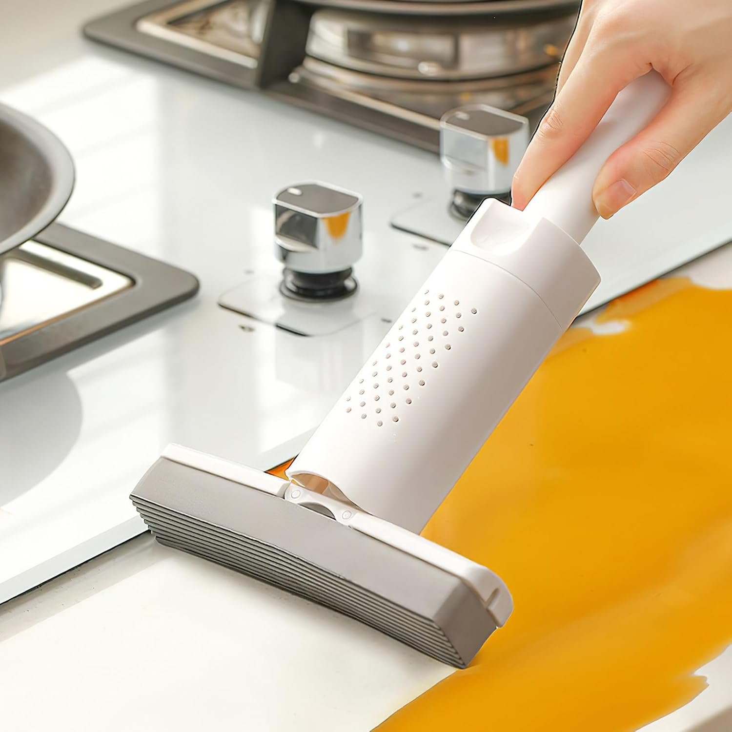 Generic Multi-Functional Mini Sponge Mop Handheld Absorbent Cleaning Mop for Kitchen Bathroom Floor Self-Squeeze Small Wet Dry Use