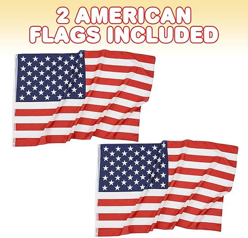 Miniatura 2 de ArtCreativity Bandera estadounidense de 3 x 5 pies, juego de 2, decoraciones del 4 de julio, banderas de Estados Unidos con lazos para colgar,
