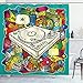 Produktbild ABAKUHAUS urban Graffiti Duschvorhang, Würfel-Mikrofon, mit 12 Ringe Set Wasserdicht Stielvoll Modern Farbfest und Schimmel Resistent, 175x200 cm, Mehrfarbig