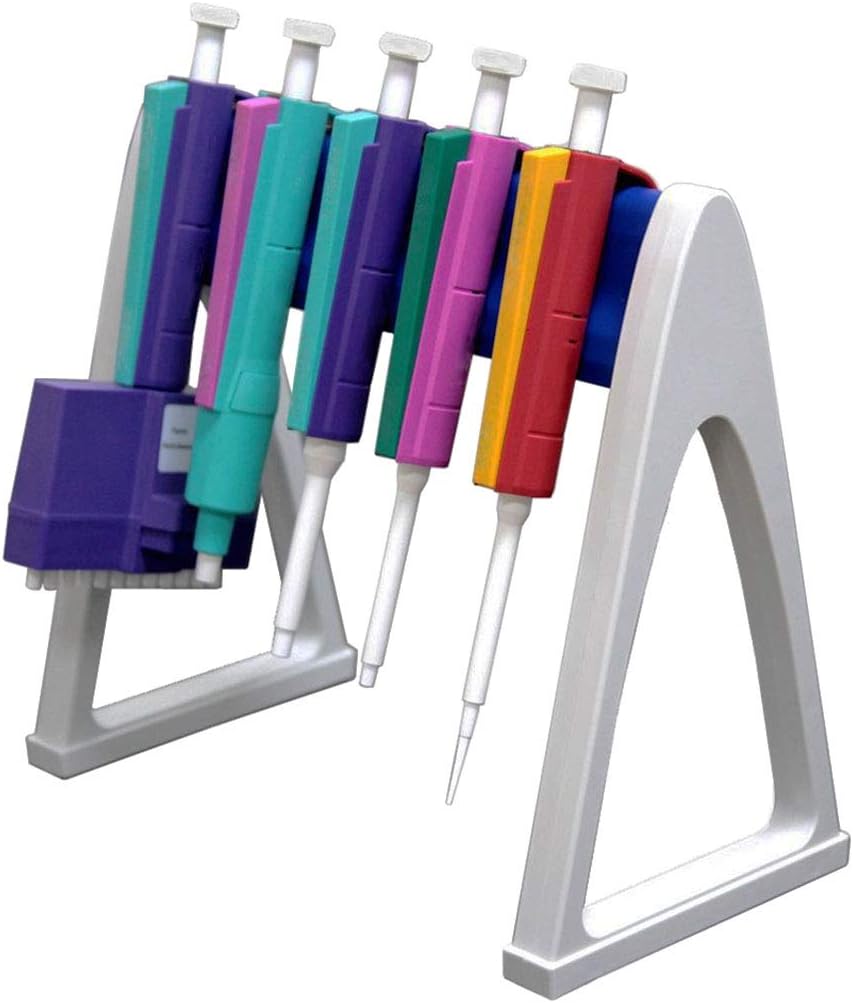 LINKTOR Lab Linear Pipettor Stand Rack, Hold Up 6 Micropipettes, Premium Engineering Plastic Polymer, Excellent Chemical Reagent Corrosion Resistance