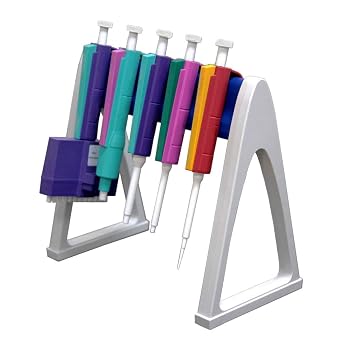 LINKTOR Lab Linear Pipettor Stand Rack, Hold Up 6 Micropipettes, Premium Engineering Plastic Polymer, Excellent Chemical Reagent Corrosion Resistance