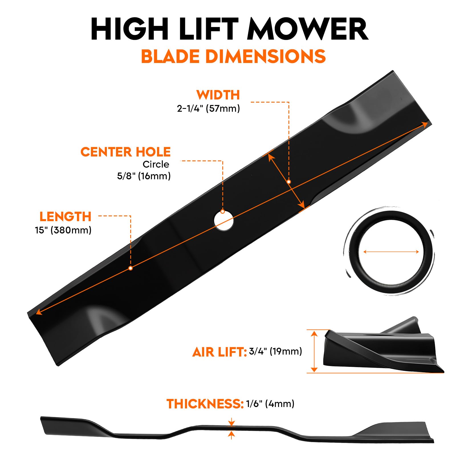 Cuchilla para cortacésped Ariens 04769800 Ikon-X 42, Ikon-XL 42, Ikon-XL 42CE con Cubiertas de cortacésped de 106.7 cm