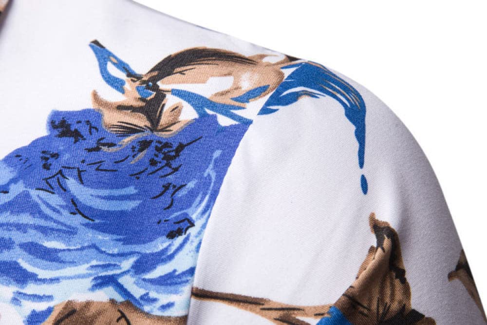 HGJH Herren Hemd Kurzarm, Herrenhemd Rote Rosen Zweige Blätter Print Hawaiihemd Kuba-Kragen Schwarz Langarm Button Down Weiches Strandhemd Henley-Shirt Für Männer Jungen