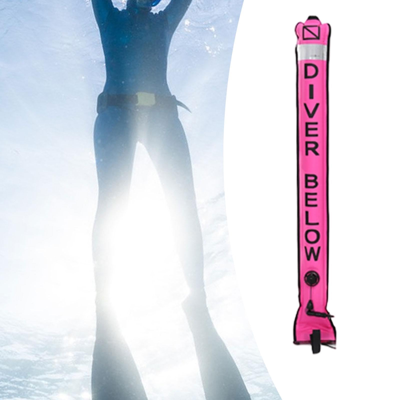 predolo Boa di Segnalazione per Immersioni in Superficie, Boa Subacquea, Forniture per Principianti, Attrezzatura per Immersioni Subacquee, Posizione di Segna, Rosa 120cmx18cm
