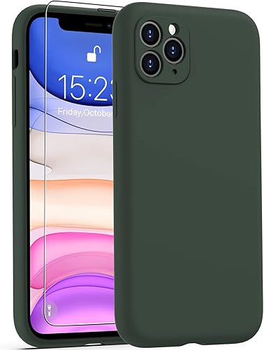 DEENAKIN Funda compatible con iPhone 11 Pro Max con protector de pantalla, protección mejorada de la cámara, funda de silicona suave al tacto de la