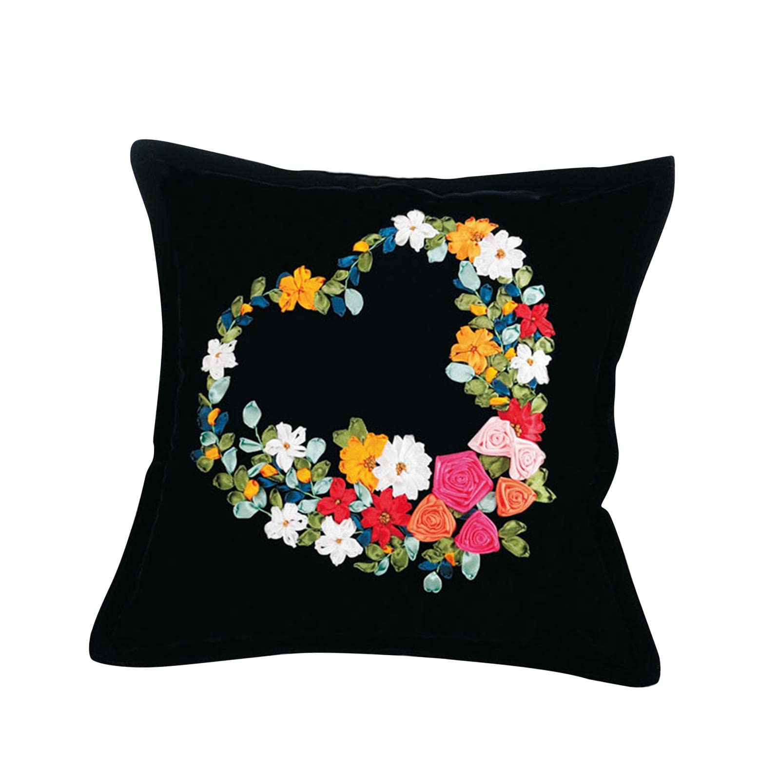 KBOLAE Embroidery Pillow Covers Kits Cross Stitch Pillow Case Needlework Adults Style D, 45cmx45cm