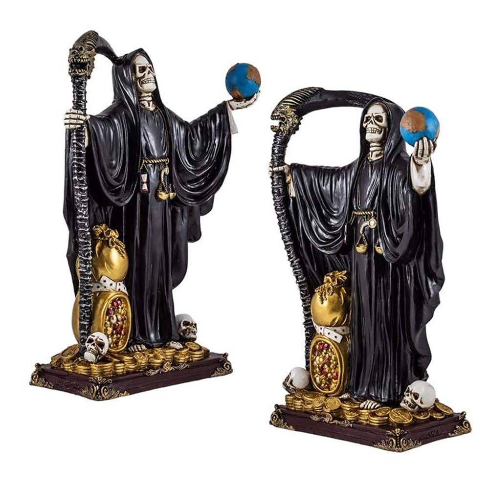 Santa Muerte Negra con Bola figura 30 cm. imagen resina