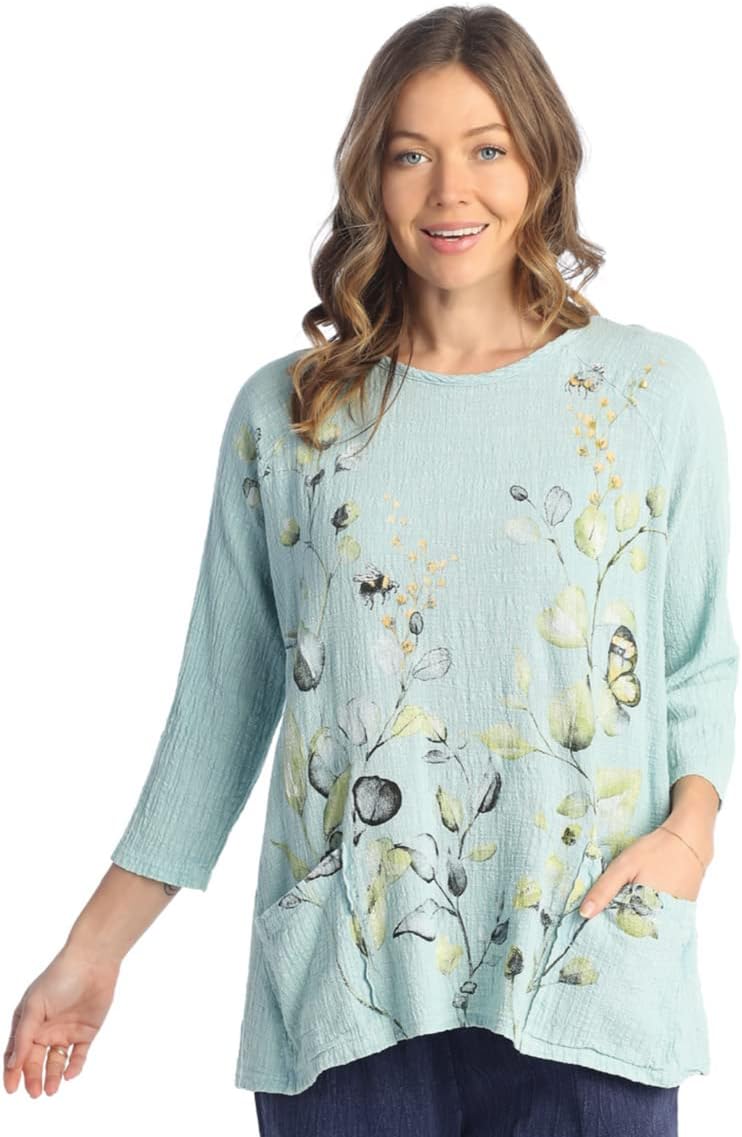 Jess & Jane Mineral Washed Gauze Tunic w/Pockets - M103