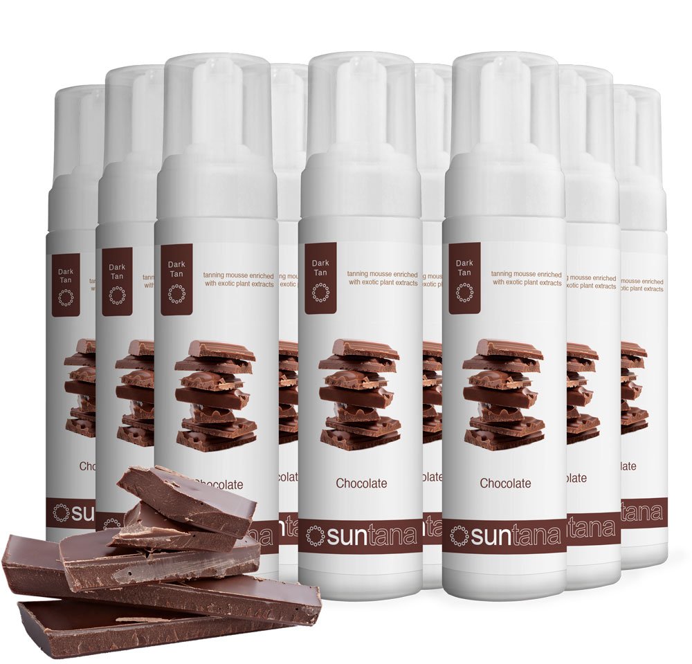 Suntana Premium self tan mousse multi pack -­ 12 x 8oz Chocolate 12% Dark tan
