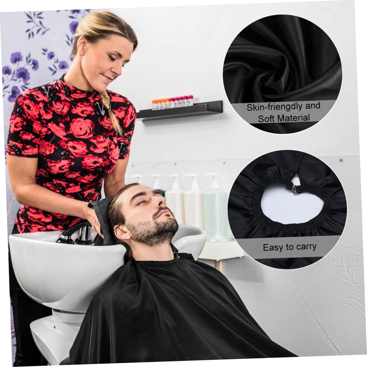 Housoutil Cape de Coiffure Cape avec Brosse Plumeau pour Cou Kit Outils de Coupe de Cheveux