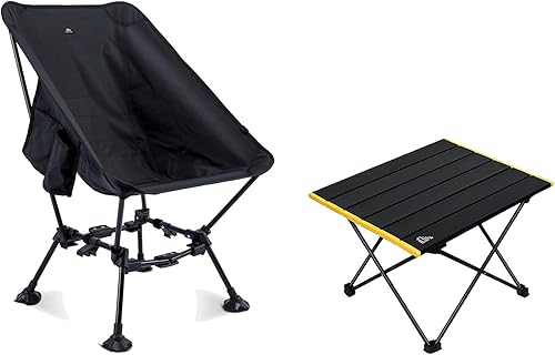 Miniatura 1 de iClimb 1 silla ligera compacta antihundimiento de dos alturas y 1 paquete de mesa plegable, ultraligero y compacto para adultos, al aire libre,
