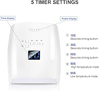 Vista 4 de Lámpara de uñas LED UV de 66 W, luz UV inalámbrica recargable profesional para uñas de gel, 5 ajustes de temporizador, luz de uñas de gel, secadora