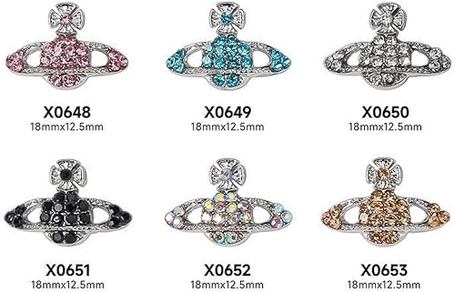 Miniatura 2 de 30 dijes de uñas  3D Planet Nail Art Rhinestones, lindo brillo brillante Saturno forma Y2K accesorios de uñas para mujeres niñas decoración de uñas