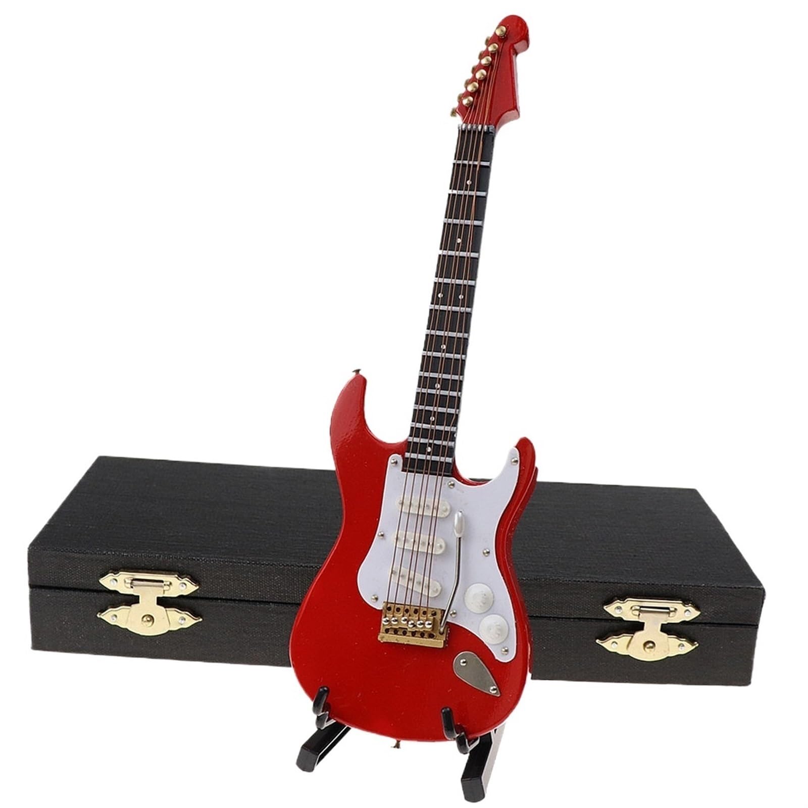 Mini Modelo de Instrumento Musical Adornos De Instrumentos Musicales Modelo Amante De La Música Mini Adornos De Guitarra Eléctrica De Madera Música(C18 cm)