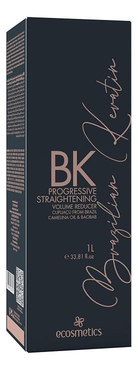 ECOSMETICS Brazilian Keratin Treatment 1L Professional Hair Smoothing System with Nanoplasty Technology, Frizz Control, Volume Reducer, Thermal Sealing Formula for Sleek and Manageable Hair