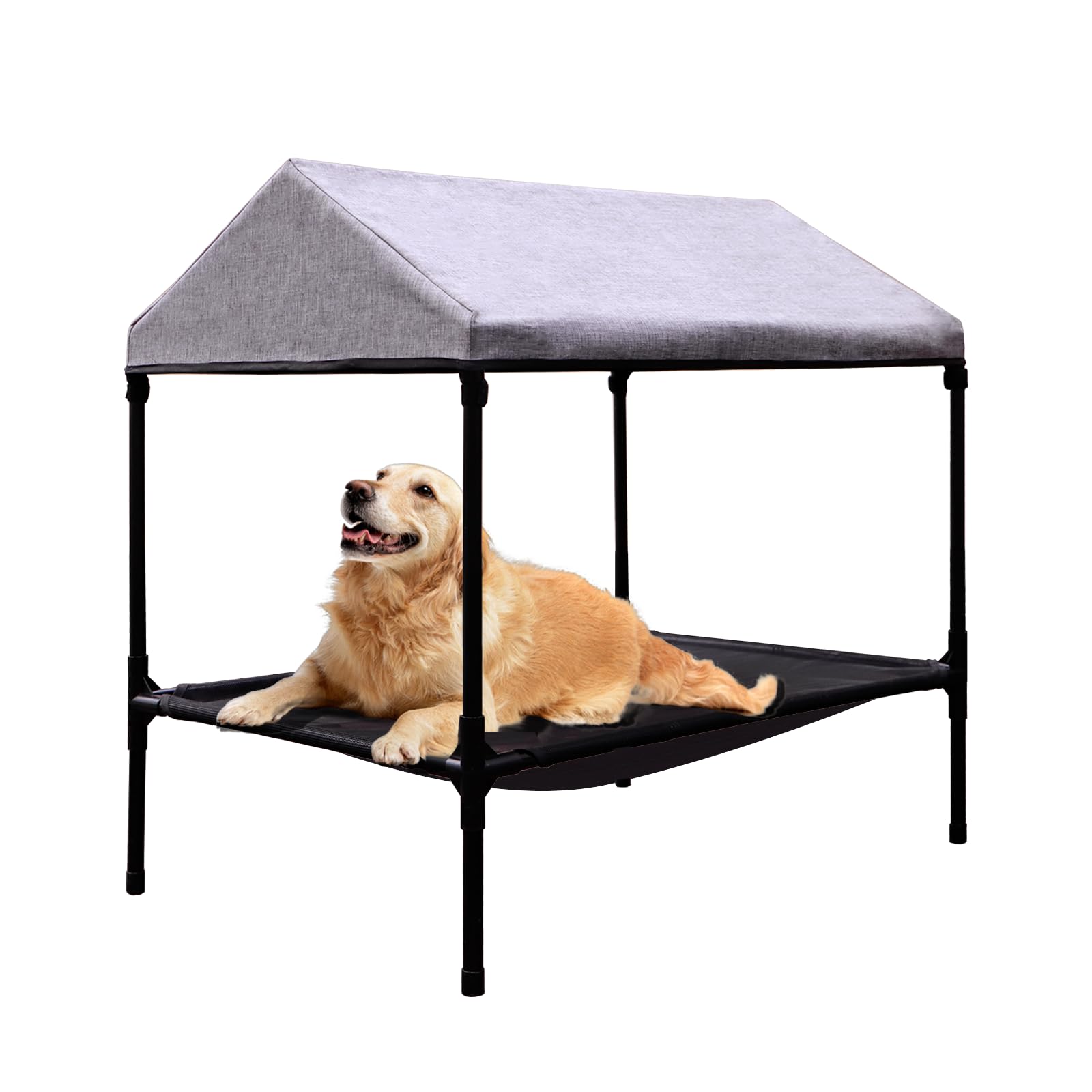 Elevated Dog Bed with Canopy, Outdoor Dog Bed with Removable Shade Tent for Small Medium Dogs, Breathable, Easy to Clean(36" x 25")
