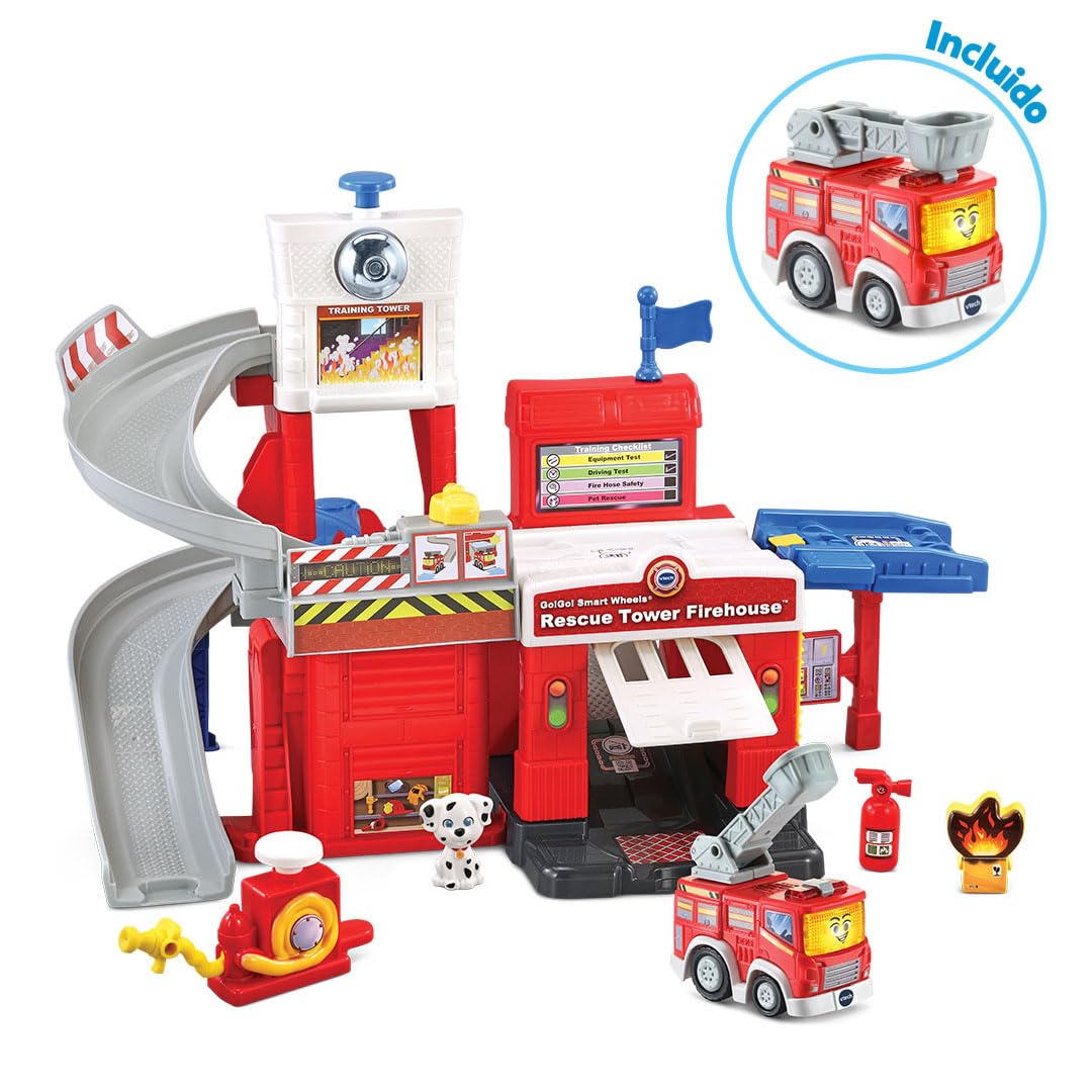 VTech - Parque de Bomberos TutTut Bólidos, Circuito de Coches Interactivo, Playset de Juguete, Incluye Camión de Bomberos, Regalo niños +1 año, Versión ESP