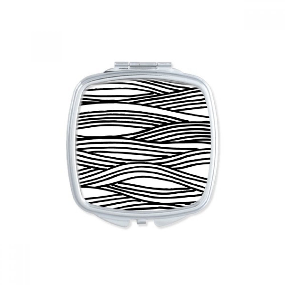 Miroir de poche compact et carré avec motif de lignes verticales pour retouches maquillage