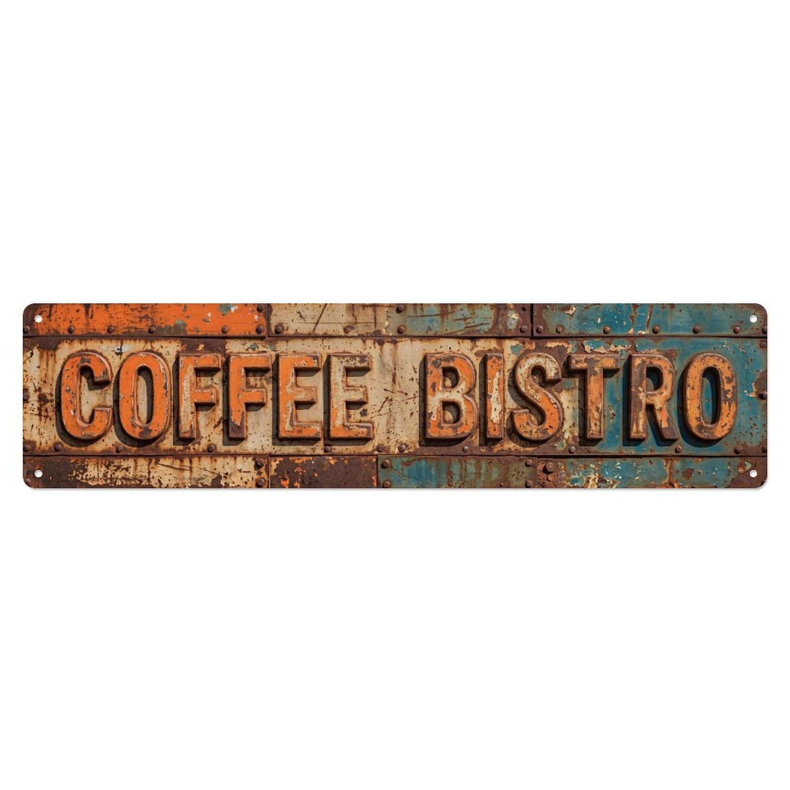 Coffee Bistro Rustic Metal Tin Skinny Sign Plaque Wall Decor for Cafe, Club Bar, Office, Home Garden Metal Poster 4x16Inch