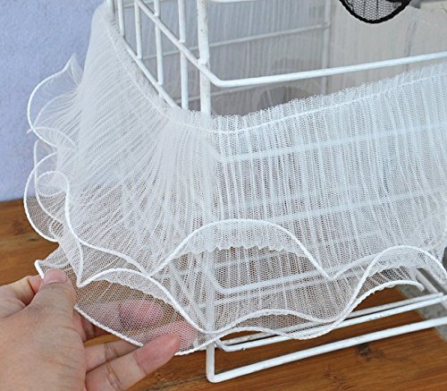 3 Yards By 12Cm Width Of 3 Layers Ruffle Lace Trim With Pleated Folds (White) #TOP1