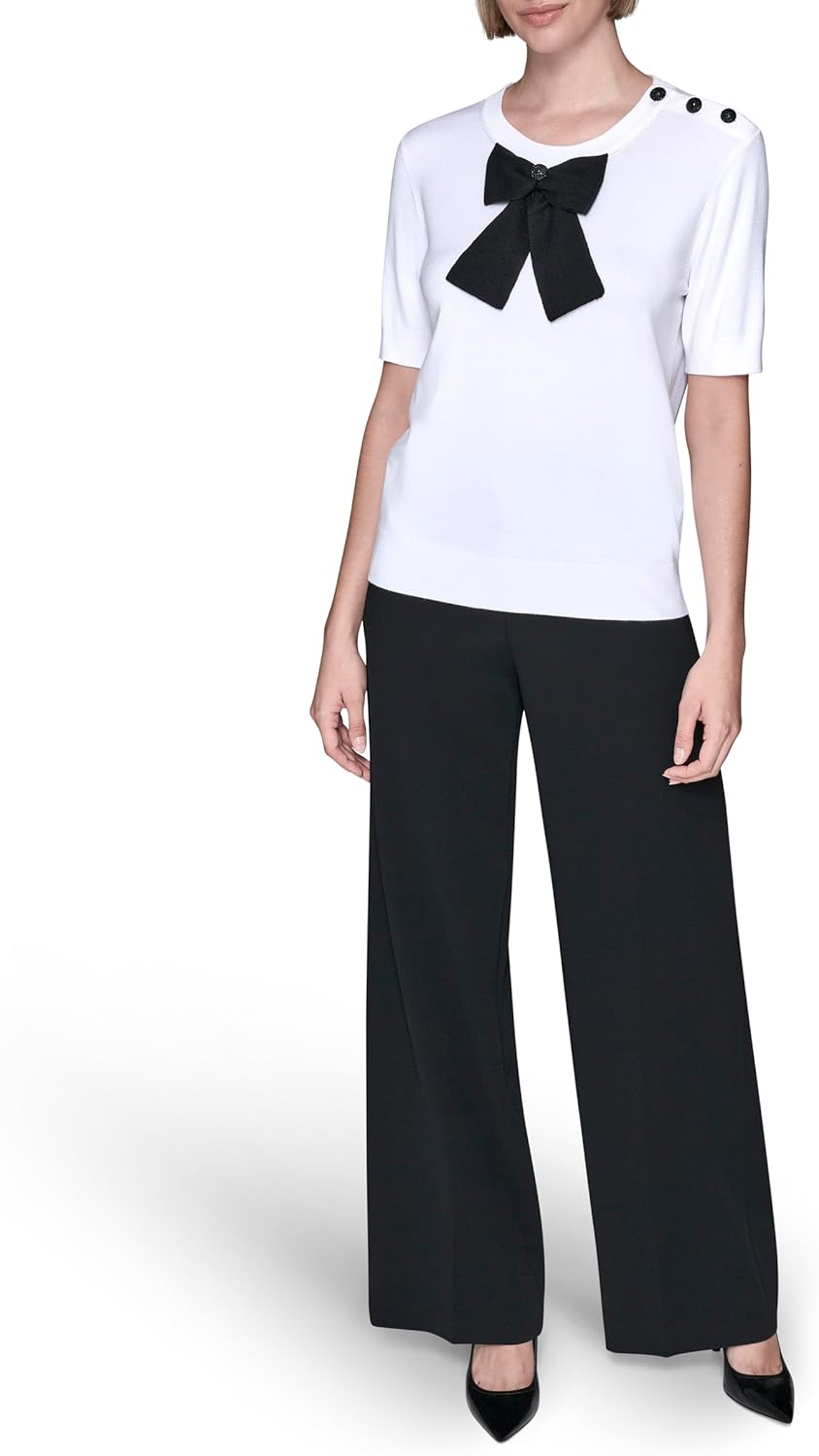 Karl Lagerfeld Womens Short Sleeve Crew Neck Bow Sweater - Image 4