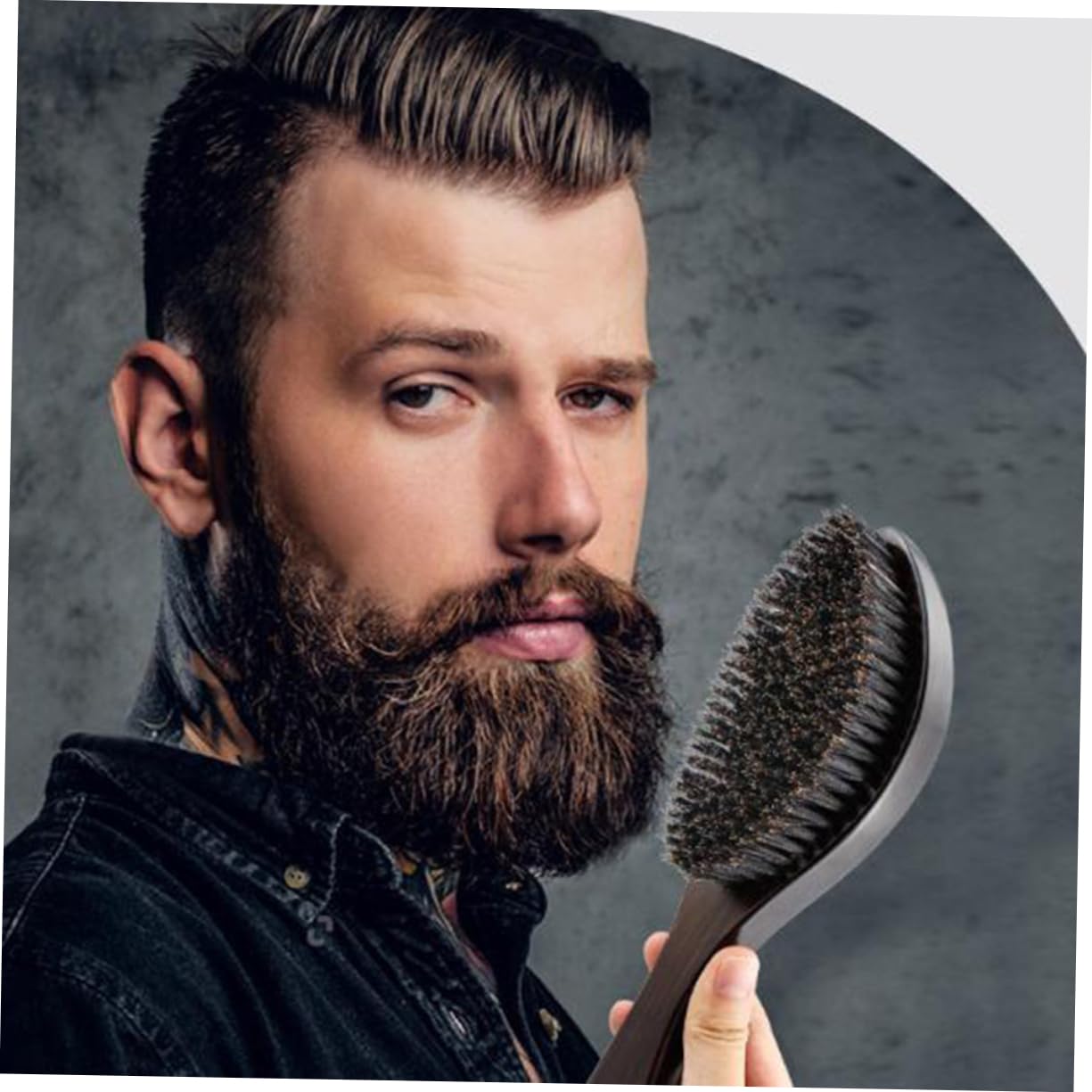 VALICLUD 3 Pièces Brosse à Friser Brosse à Barbe Coffee Bambou