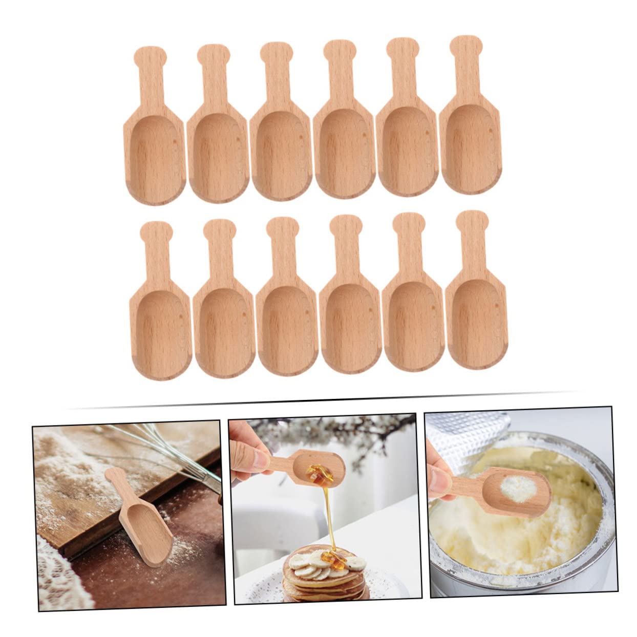 PRETYZOOM 60pezzi Pz Cucchiai Di Legno Multifunzionali Cucchiai Per Tè e Spezie Strumenti Da Cucina Legno Di Faggio Misurini Per Tè Superba Finitura Liscia