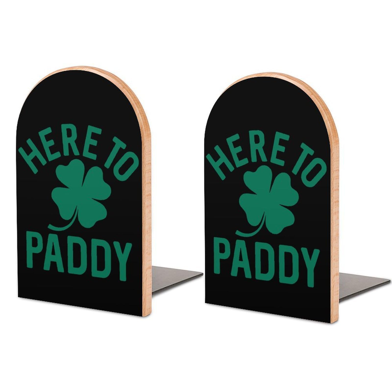 Here To Paddys-Shamrock Book Ends for Shelves Bookends Bookshelf Holder Stand Books Stopper Home Office Decor
