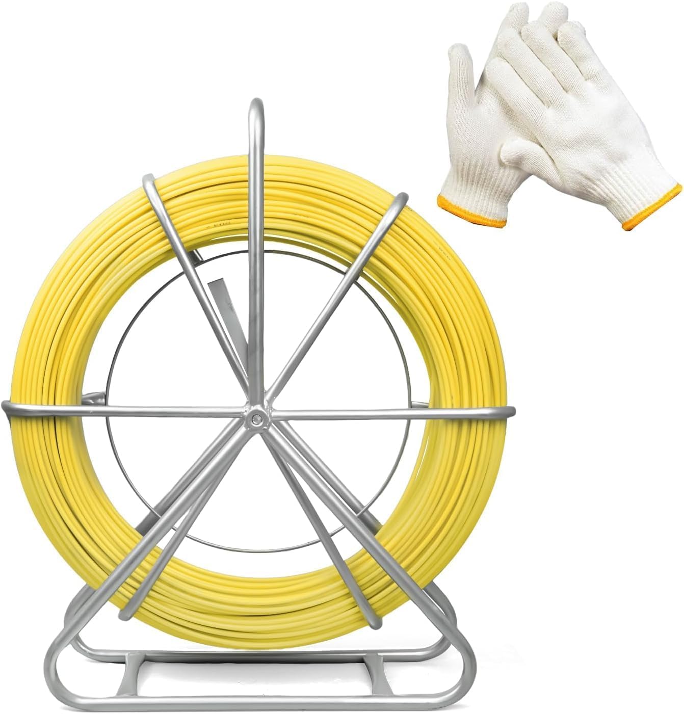 NBYTLT Fiberglass Duct Rodder 1/4" 492FT, Fiberglass Electric Cable Installation Tool with Steel Stand and Brake, Electrician Pipeline Cable Running Threader Fish Tape Puller