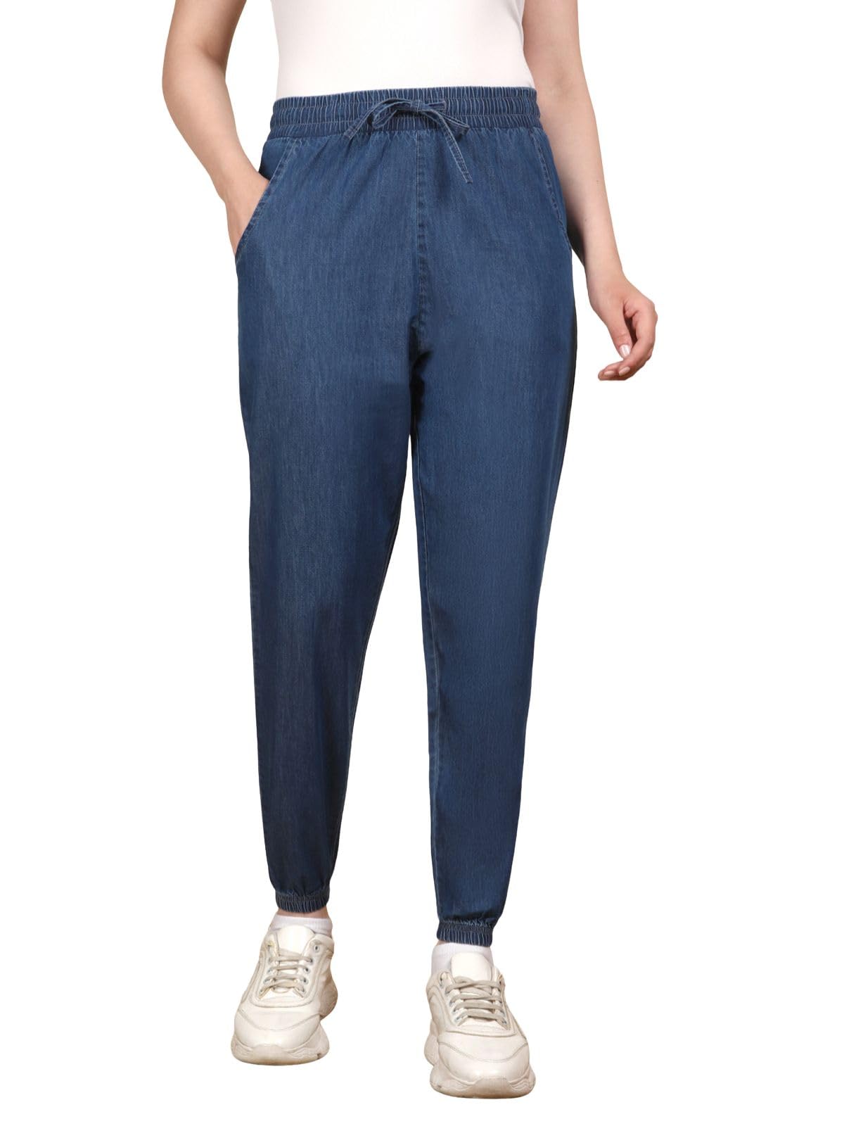 twin birds Women Cotton Denim Joggers | Casual Everyday Wear Bottoms-picture-4