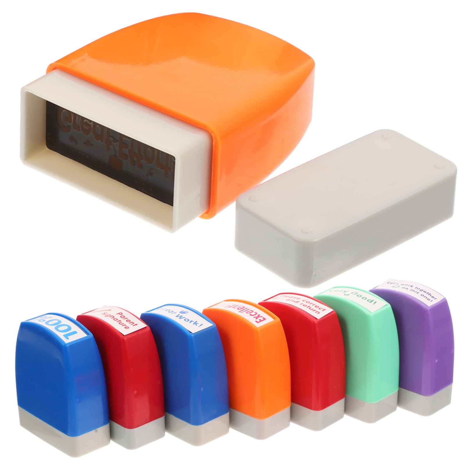 Hemobllo Set di 8 Timbri Autoinchiostranti per Insegnanti Commenti Motivazionali in Italiano, Materiale Abs, per Festa Scuola Decor e Personalizzazione Cancelleria