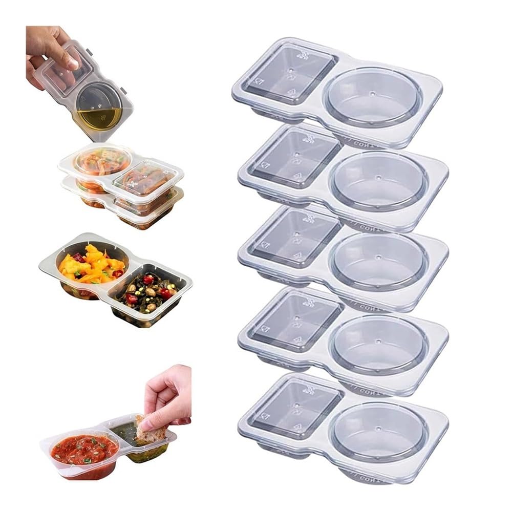 Ropicean 10/15/20pcs Leak Proof Sauce Containers with Lids | Food Grade PP Plastic Snack and Sauce Storage Boxes