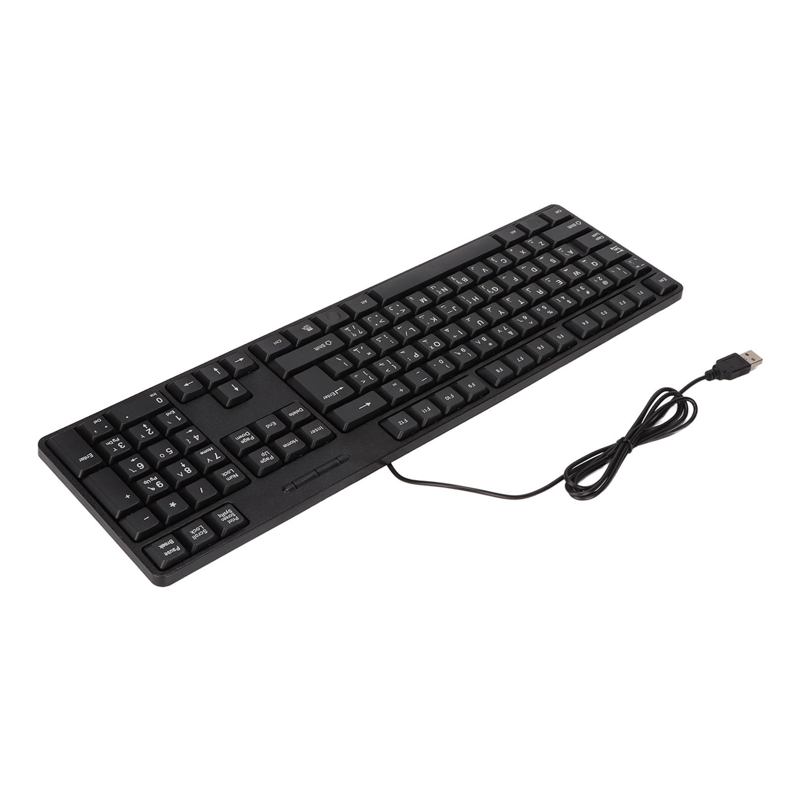 Teclado árabe para computadora con cable USB, 104 teclas periférico para PC de escritorio 7
