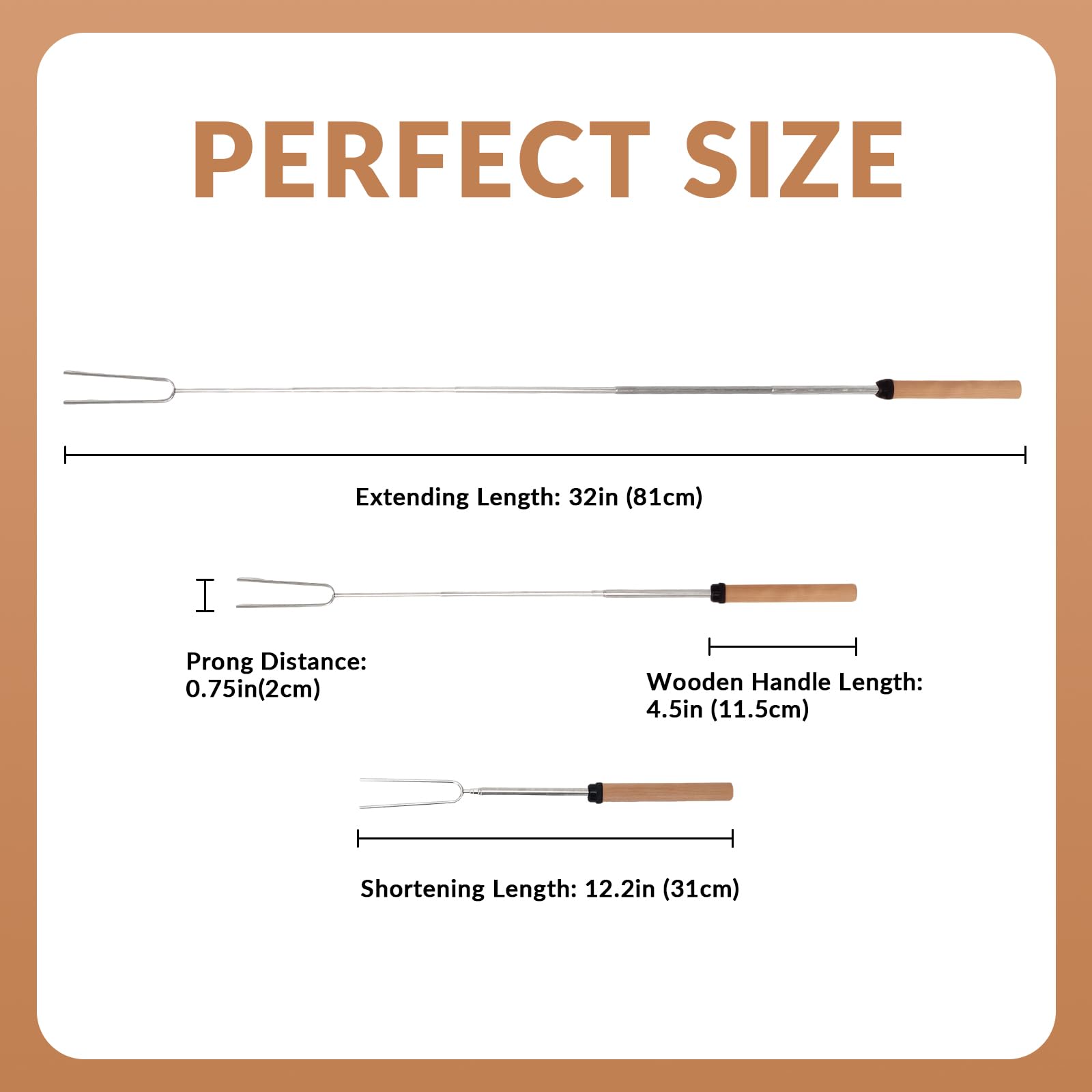Marshmallow Roasting Sticks for Campfire, 20 Pack Extendable Stainless Steel Roasting Sticks Smore Skewers Hot Dog Fork Campfire Cooking Equipment, Camping Essentials S'Mores Gear Extendable 32 Inch