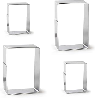 Bakerpan Stainless Steel Rectangle Cookie Cutter Set, Biscuit Cutters for Baking (2 Inch & 3 Inch)