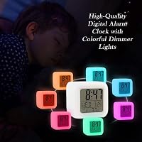 Jisile Gyermek Ébresztőóra - Digitális Unikornis Óra 7 Színváltó LED Éjszakai Fénnyel, Hálószobai Világítós Ébresztő Gyerekeknek, Ajándék Lá 7