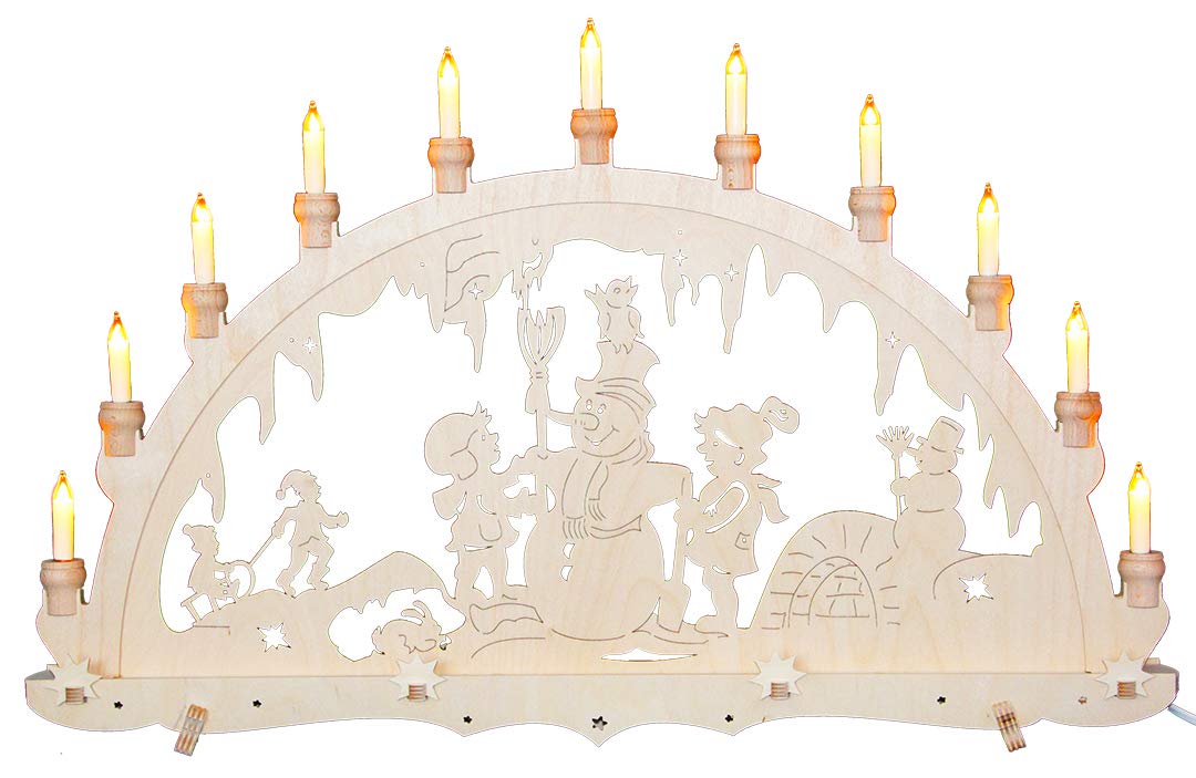 Schwibbogen Erzgebirge Lichterbogen Schneemann Weihnachten Advent Dekoration