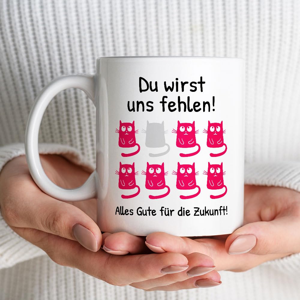 Tazza da caffè con scritta divertente in lingua tedesca Du wirst uns manmanmanagem, regalo di addio, collega, collega, collega, regalo per addii