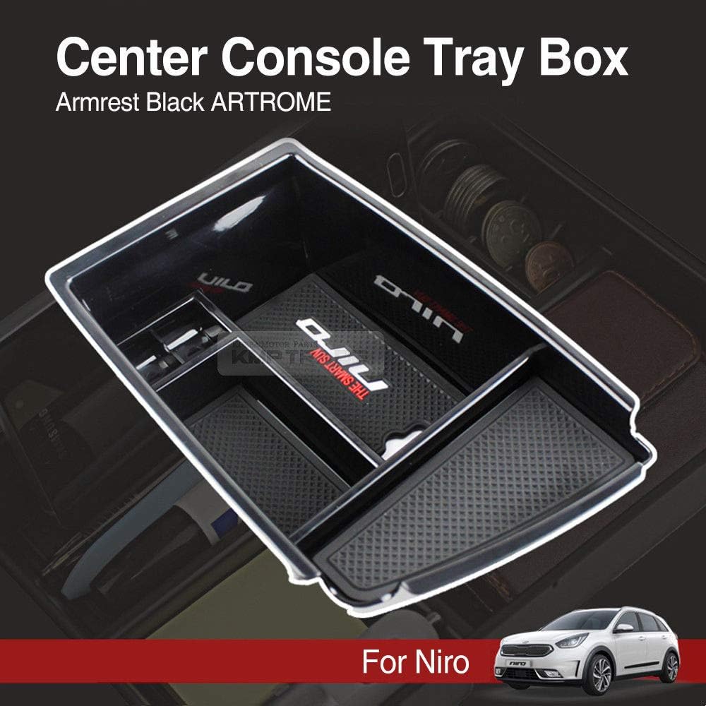 KMPtrade Center Console Tray Box Armrest Storage Box Black ARTROME for KIA 2016-2017 NIRO