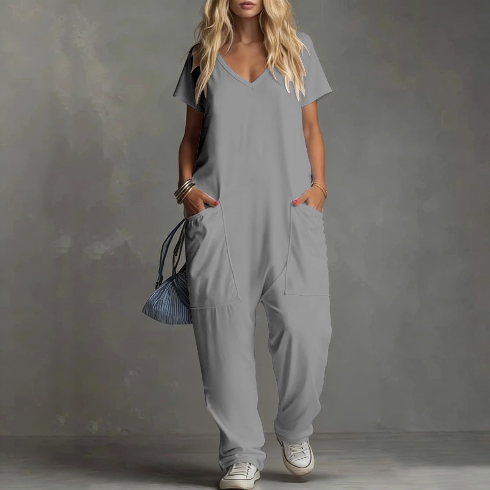 Tuta da donna taglie forti, tuta a gamba larga, con pantaloni