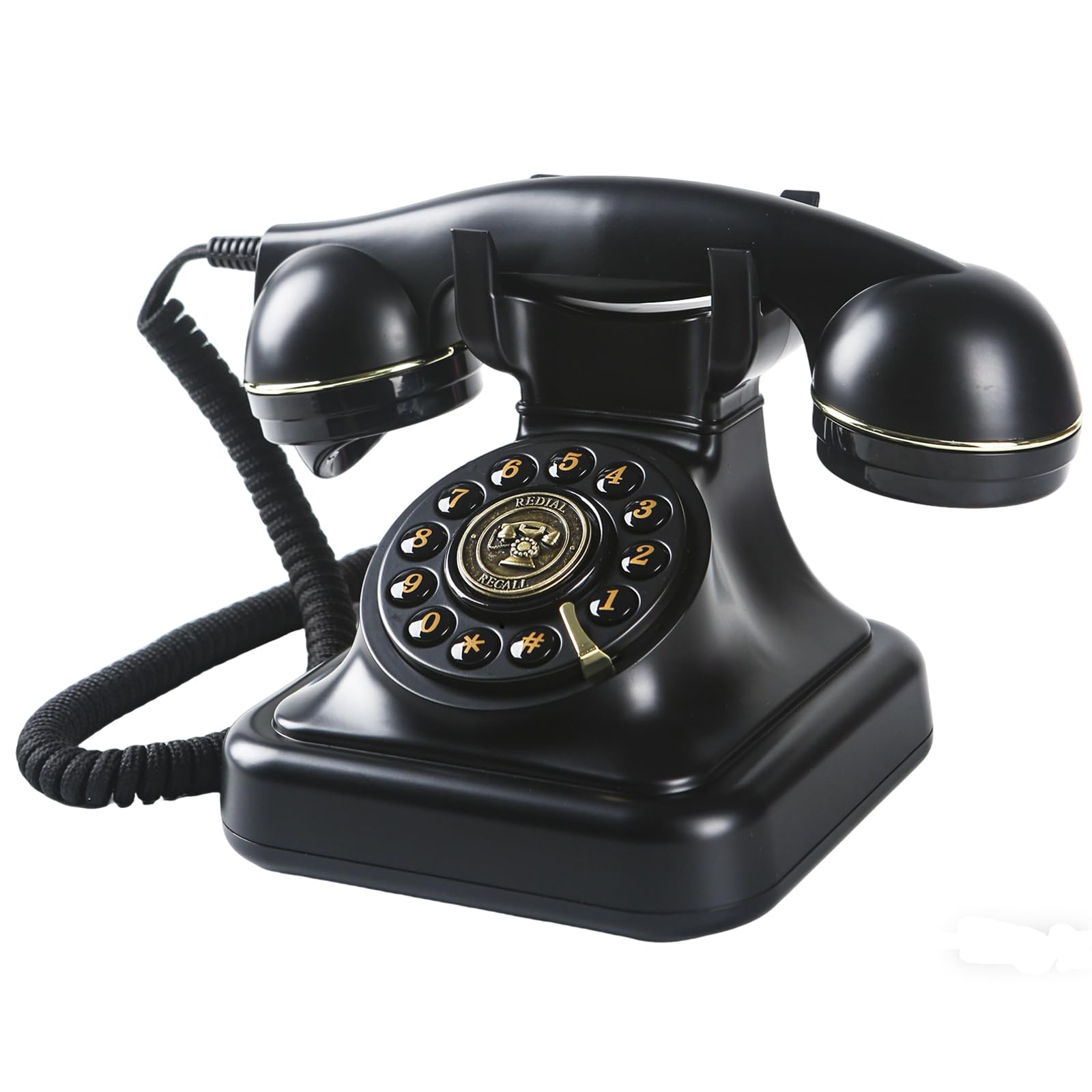 Téléphone filaire classique des années 1930, téléphone fixe rétro, téléphone antique, téléphone vintage à l'ancienne, compatible avec les appareils auditifs, fonction de rappel, sonnerie désactivée