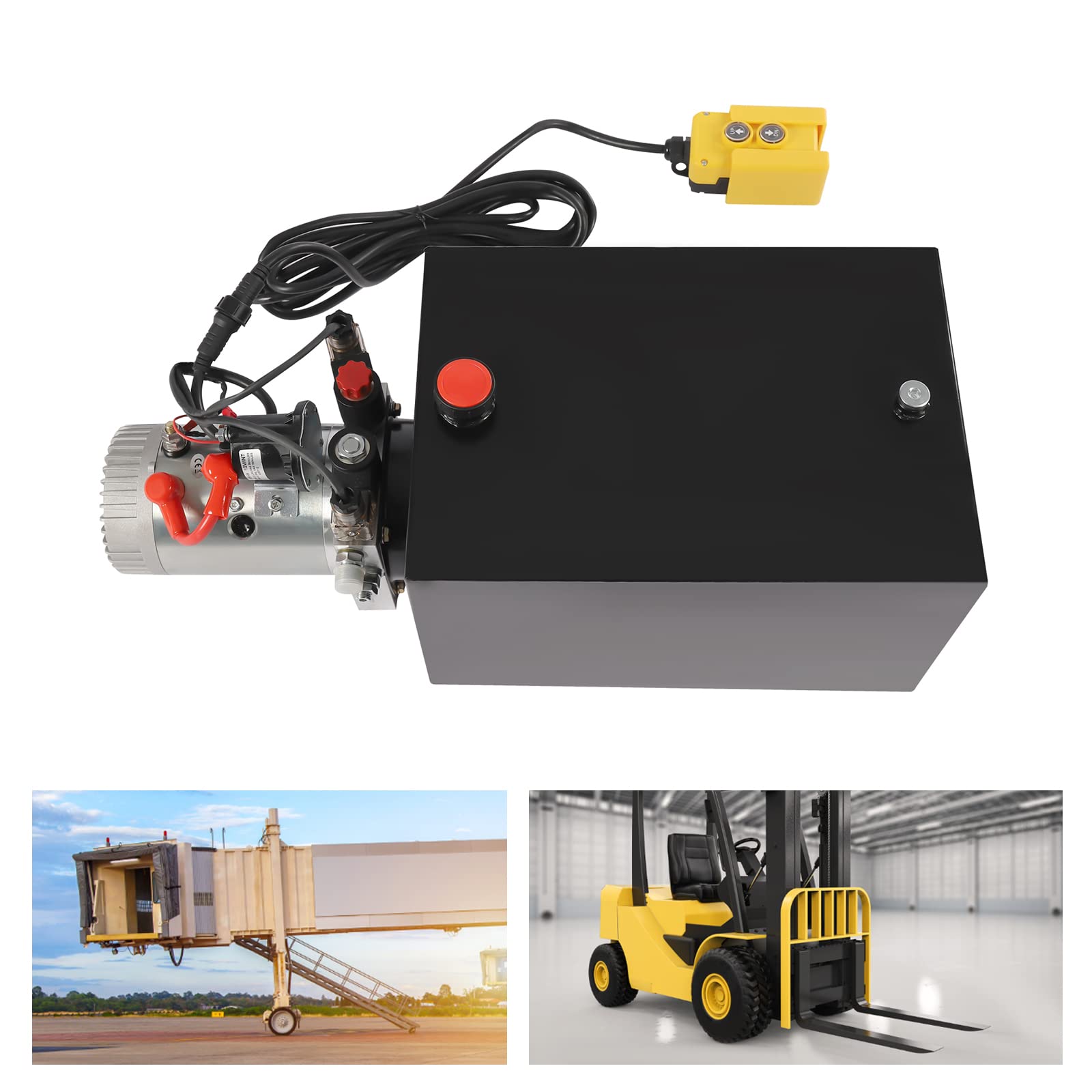 Double Acting Hydraulic Pump 12V Dump Trailer Power Unit 2.1HP 3200 psi 8 Quart for Truck Tailgate Lift Scissor Lift Dump Trailer Mustrod