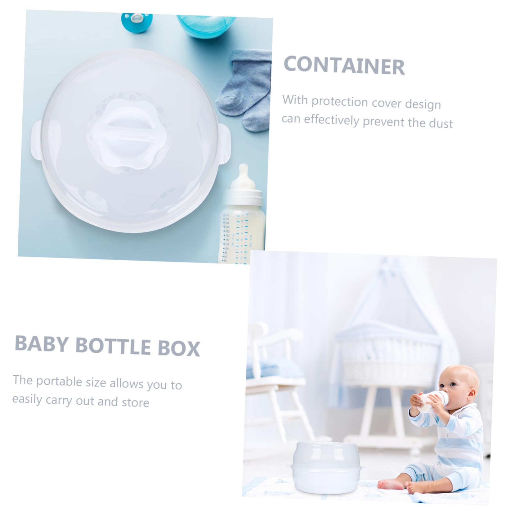 SUPVOX Contenedor para Biberones y Caja Esterilizadora para Microondas para Bebés Diseño de Tapa Protectora y Gran Capacidad de Almacenamiento en Material PP y ABS para Uso Hogar