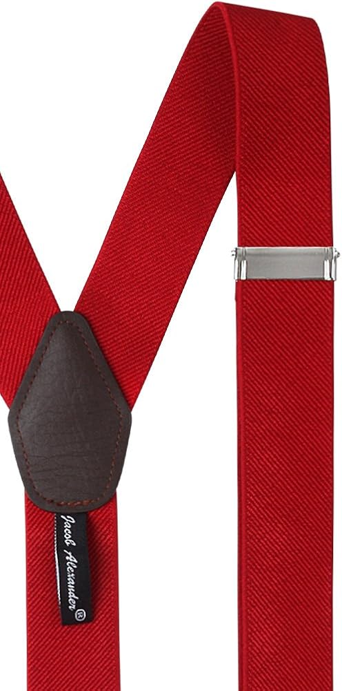 Jacob Alexander Men's Solid Elastic Y-Back Suspenders Braces Convertible Leather Ends Clips - Black : Clothing, Shoes & Jewelry