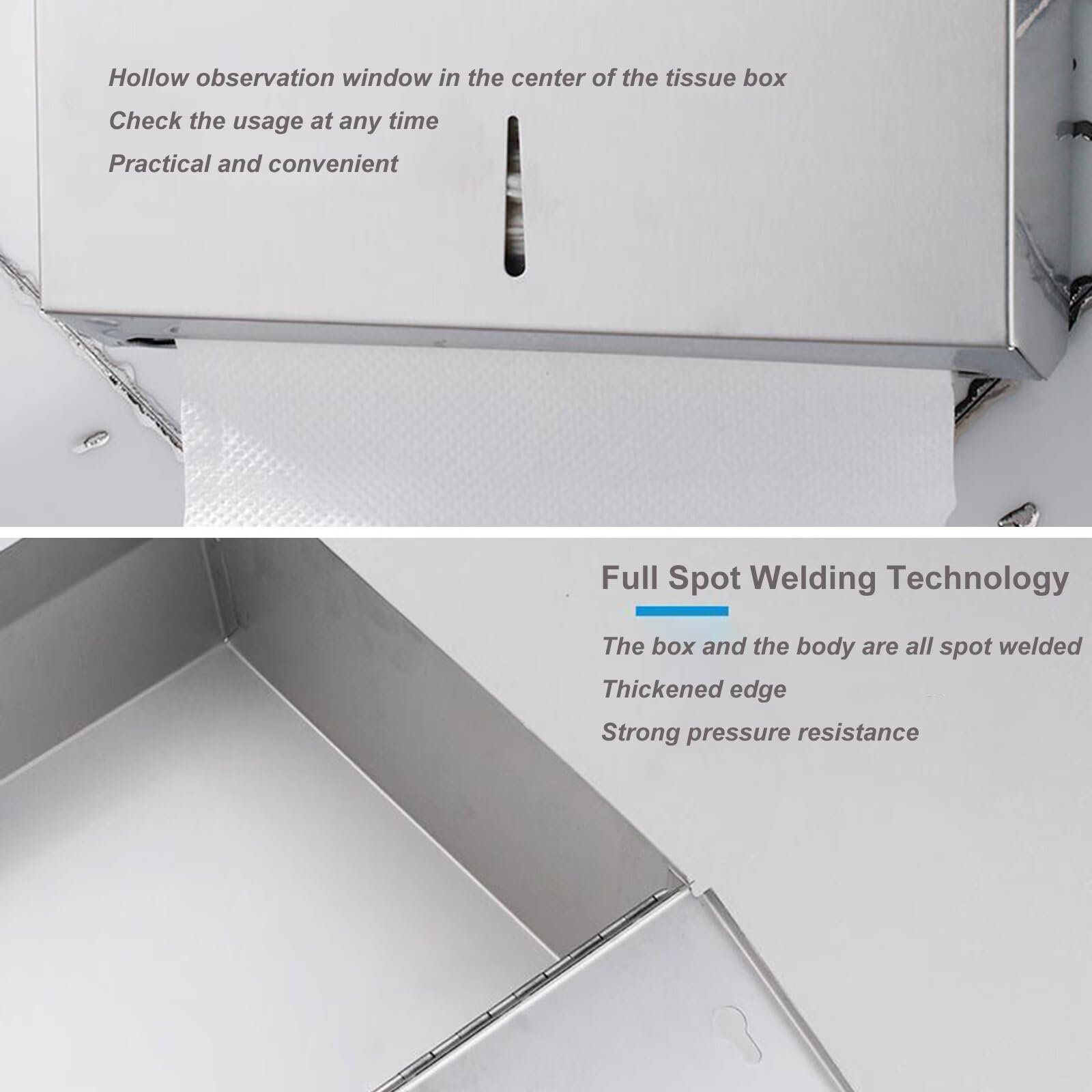 Dispensador de Toallas de Papel, dispensador de Toallas de Acero Inoxidable, con Cerradura, dispensador de pañuelos de Papel montado en la Pared para Cocina, baño, Hotel, Restaurante