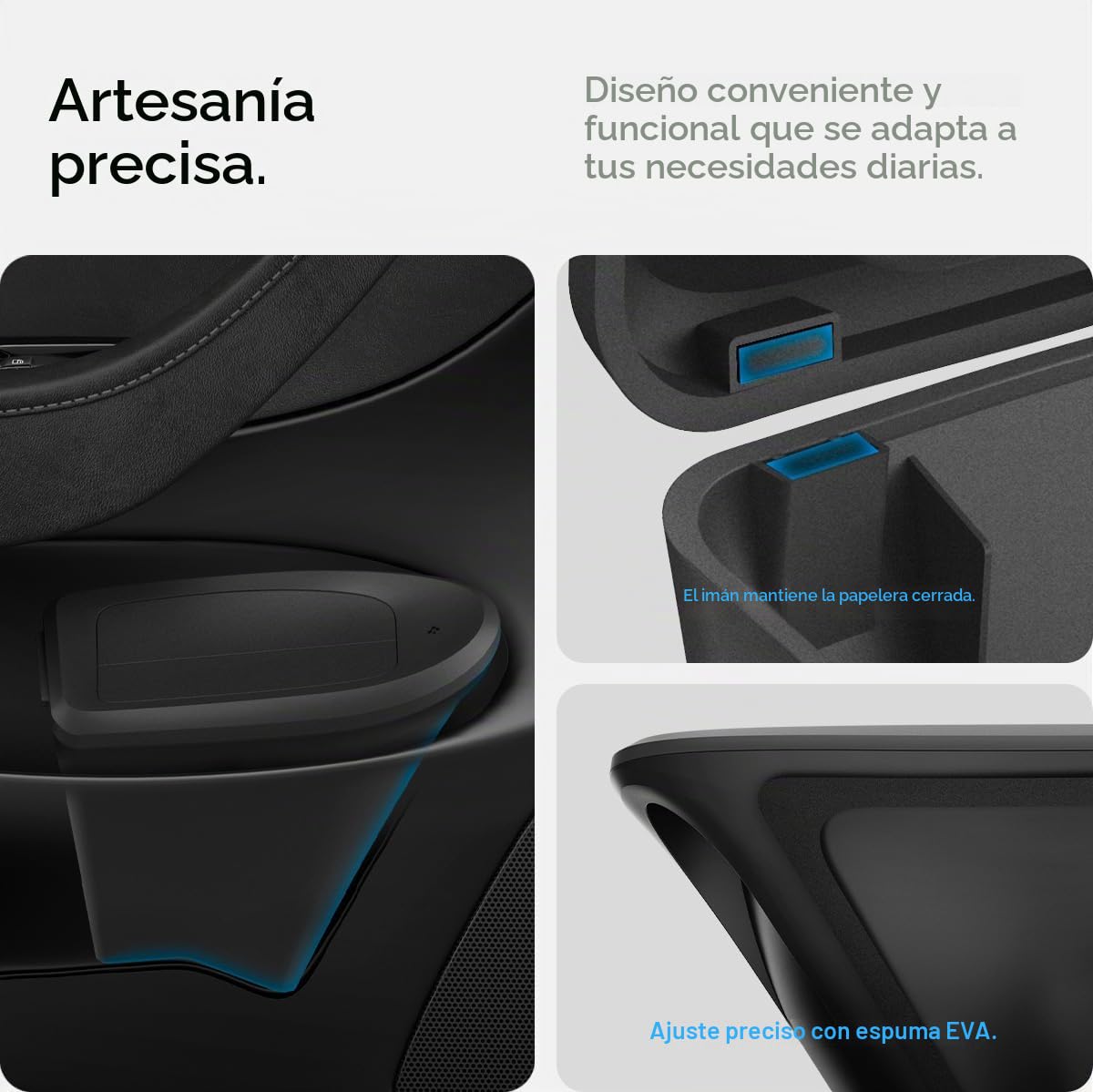 Spigen Papelera para Puerta del Coche Tesla Model Y 2020–2024 (Solo Lado del Conductor) – Diseño Compacto para Interior del Vehículo con 50 Bolsas Desechables Incluidas
