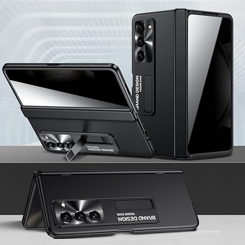 Vista 13 de Funda para Samsung Galaxy z-Fold-5: Funda transparente para teléfono con protección de bisagra de cubierta completa, funda transparente con Negro
