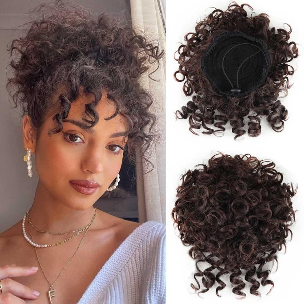 Panino per Capelli disordinato Extension for Chignon Riccio spettinato e spettinato Sintetico con Coulisse e Coda di Cavallo Parrucchino a Coda di Cavallo per l'uso Quotidiano(1BT30)