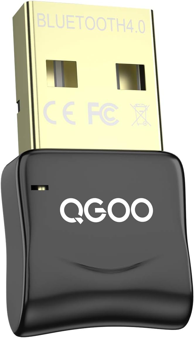 USB Bluetooth Dongle, QGOO Bluetooth 4.0 Adapter Bluetooth Receiver for PC Laptop Desktop Keyboard Mouse Headset Speaker Smartphone Tablet Compatible with Windows 11/10/8.1/8/7/XP/Vista/XP