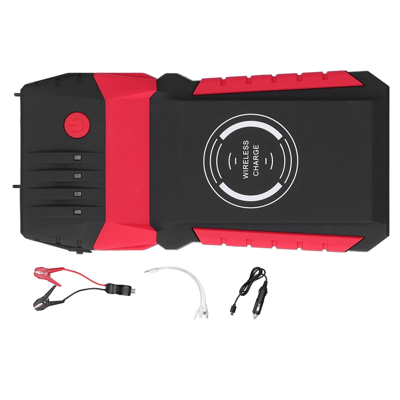 Jump Starter-Other Accessories-DC12V Car Jump Starter Box Wireless Charging Portable Battery Booster Pack with LED Headlight EVA Bag